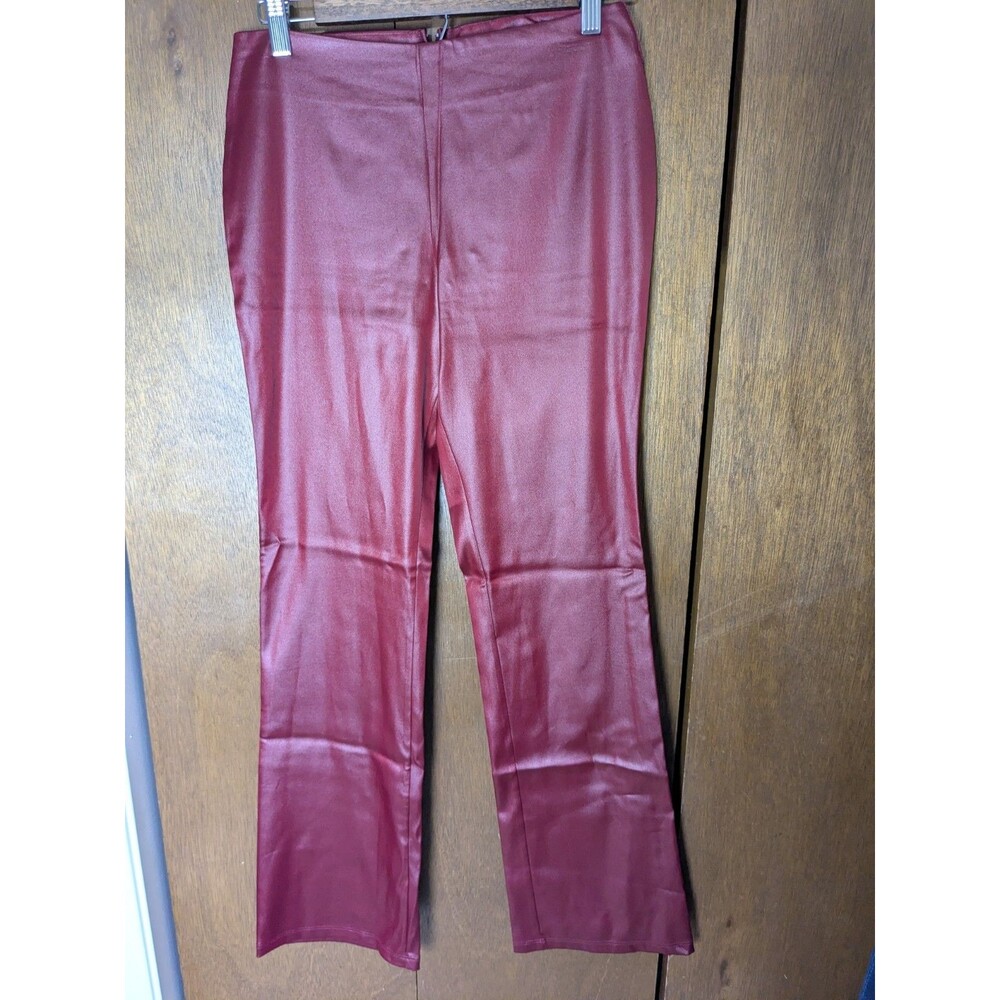 VTG Small Deep Red Von Mozart 90s Y2K Low-Mid Rise Pants USA Made  Shiny AS IS